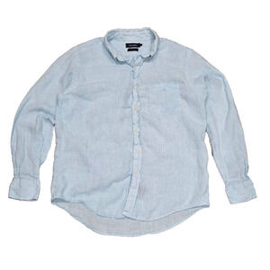 Saville Row Company London linen Men's Classic Fit Casual Shirt Blue L A005094